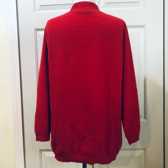 Charter Club Cashmere V Cardigan Button Down Ribbed Red Sweater Size M - Picture 2 of 10
